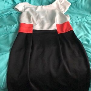 White, Black, and Peach Work Dress!